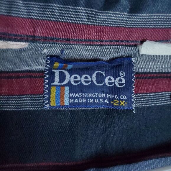 Vintage Dee Cee Vertical Stripe Western Long Sleeve Women's Size 2X Made In USA - Picture 2 of 13
